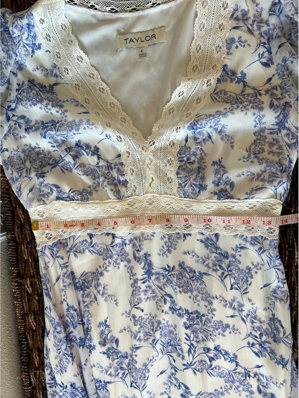 Taylor Blue & White Floral Lace Maxi Dress - Picture 4 of 6